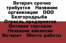 Ветврач срочно требуется › Название организации ­ ООО “Белгородрыба“ › Отрасль предприятия ­ Оптовая торговля › Название вакансии ­ Ветврач › Место работы ­ ул. Волчанская, 169 › Подчинение ­ Заведующей лабораторией › Минимальный оклад ­ 20 000 - Белгородская обл., Белгород г. Работа » Вакансии   . Белгородская обл.,Белгород г.